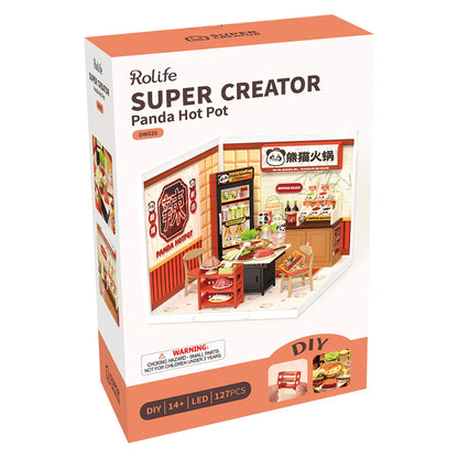 Rolife Super Creator Panda Hot Pot DIY Miniature House (DW020) | 1:24 Scale