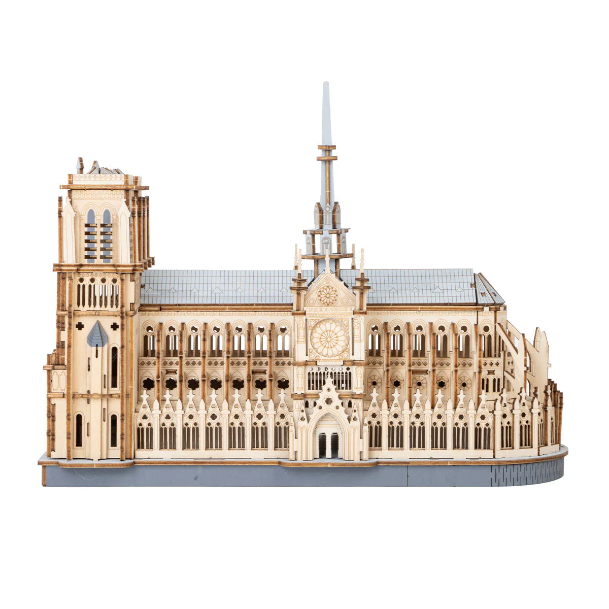 Rowood Paris Cathedral 3D Wooden Puzzle (TG511) | Gothic Architecture Model with LED Lights