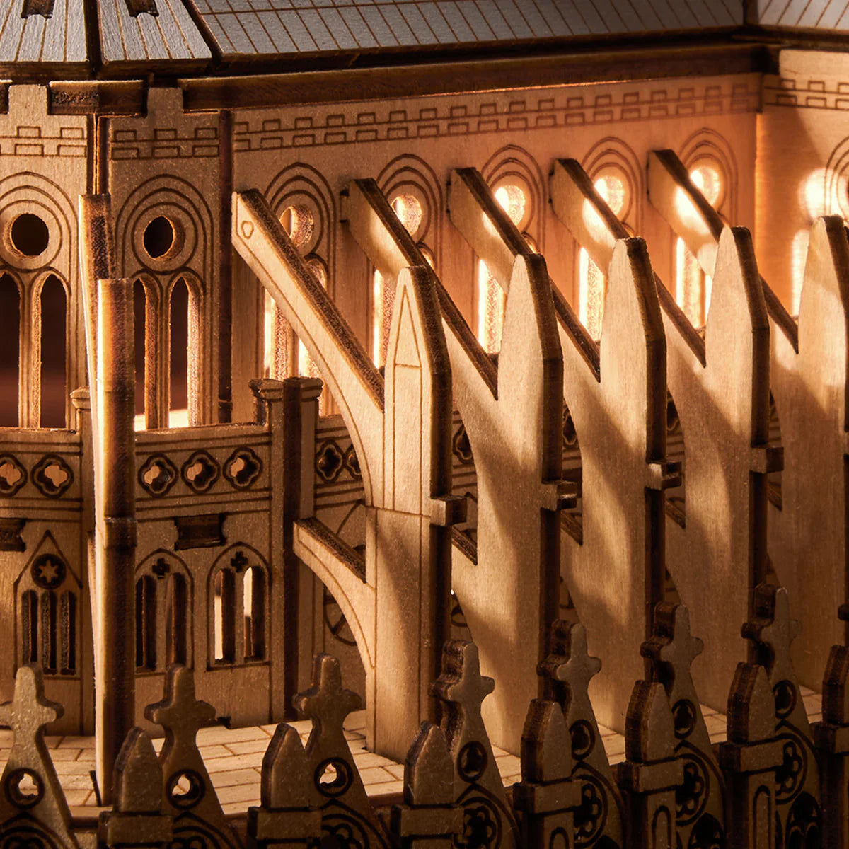 Rowood Paris Cathedral 3D Wooden Puzzle - TG511 | DIY Gothic Architecture Model with LED Lights for Adults