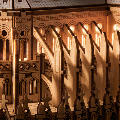 Rowood Paris Cathedral 3D Wooden Puzzle (TG511) | Gothic Architecture Model with LED Lights