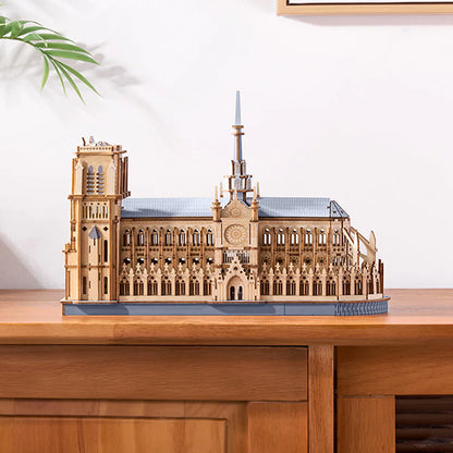 Rowood Paris Cathedral 3D Wooden Puzzle (TG511) | Gothic Architecture Model with LED Lights