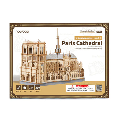 Rowood Paris Cathedral 3D Wooden Puzzle (TG511) | Gothic Architecture Model with LED Lights