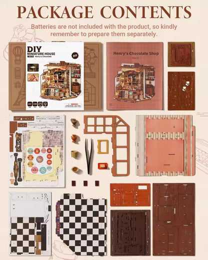 Rolife Henry’s Chocolate DIY Miniature House Kit (DG174) | 1:18 Scale