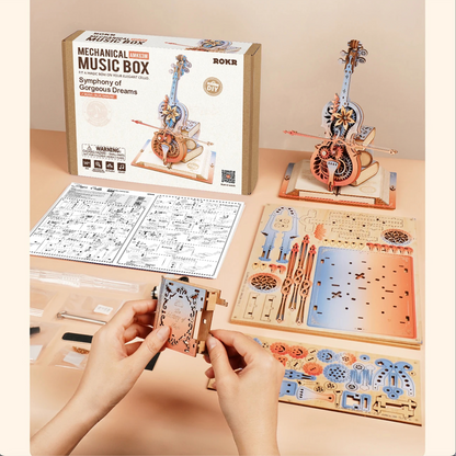 ROKR Symphony of Gorgeous Dreams Mechanical Music Box 3D Wooden Puzzle (AMK63M) | Wind-Up “Blue Danube”