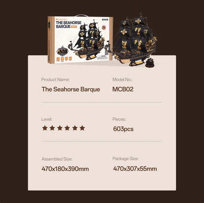 ROKR The Seahorse Barque 3D Wooden Puzzle (MCB02) | Model Kit
