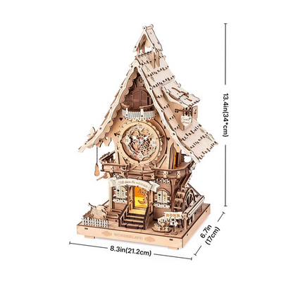 ROKR Cuckoo Clock Mechanical 3D Wooden Puzzle (LC901) | Storybook Wooden Clock