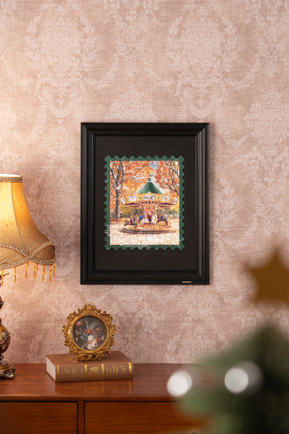 Rowood Golden Autumn Carousel Wooden Jigsaw Puzzle (TA008) | Nostalgic Autumn Park Scene