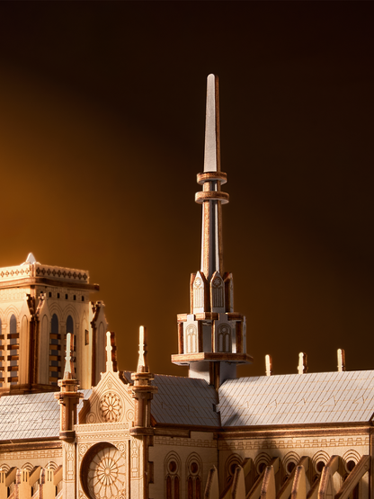 Rowood Paris Cathedral 3D Wooden Puzzle (TG511) | Gothic Architecture Model with LED Lights