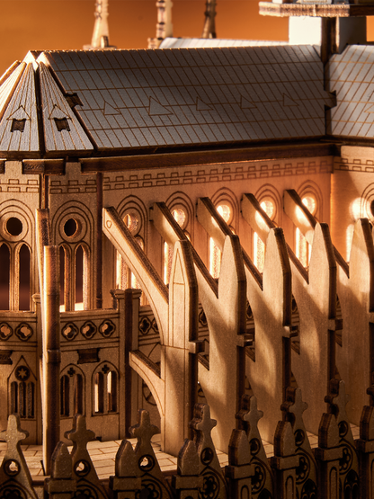 Rowood Paris Cathedral 3D Wooden Puzzle (TG511) | Gothic Architecture Model with LED Lights