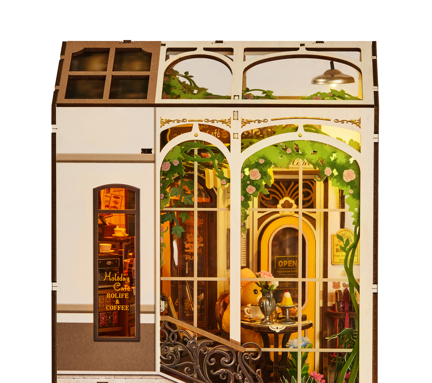 Rolife Holiday Cafe DIY Book Nook Shelf Insert (TGB15) | Touch Light