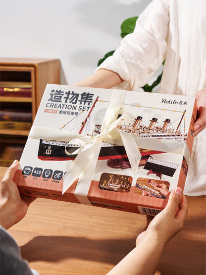 Rolife 1912 Eternal Atlantic Voyager 3D Wooden Puzzle (TGL02) | LED Ocean Liner Display Model