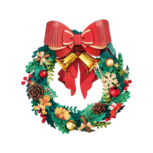 Rolife Christmas Wreath DIY 3D Wooden Puzzle - TGL04 | Light-Up Holiday Decoration with LED Lights