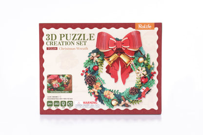 Rolife Christmas Wreath 3D Wooden Puzzle (TGL04) | Festive DIY Holiday Display