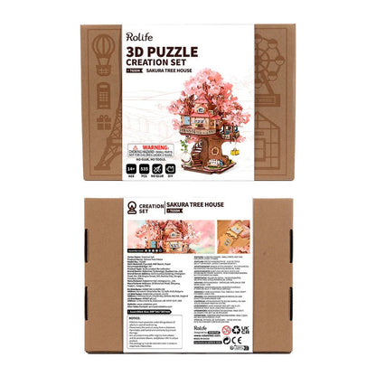 Rolife Sakura Tree House 3D Wooden Puzzle (TGS04) | Cherry Blossom Fairytale Display