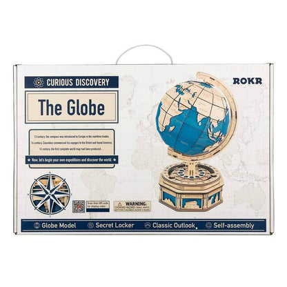 ROKR The Globe 3D Wooden Puzzle (ST002) | Rotating Globe with Secret Drawer