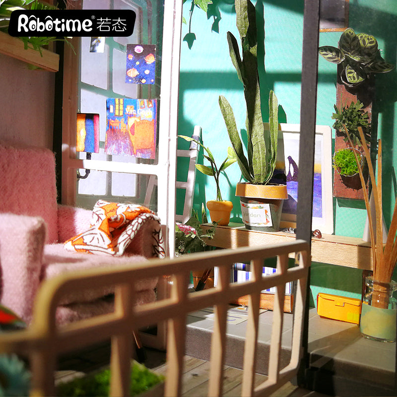 Robotime 1:24 DIY Miniature Mini Dollhouse Home Decor Balcony Day Dreaming DGM05