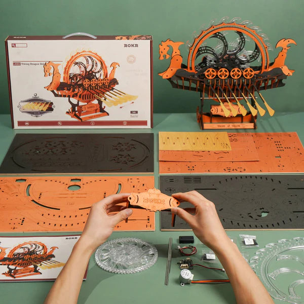 ROKR Dragon-boat 3D Wooden Puzzle (LK802) | Dragon Boat Model