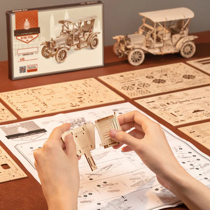 ROKR Vintage Car 3D Wooden Puzzle (MC801) | 1:15 Scale Model Kit