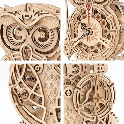 ROKR Owl Clock 3D Wooden Puzzle (LK503) | Mechanical Gear Clock Model