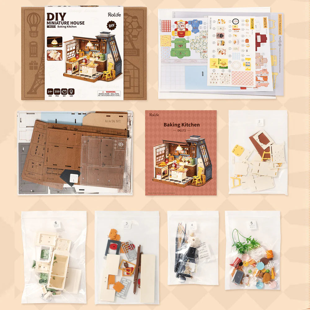Rolife Baking Kitchen DIY Miniature House Kit (DG172) | 1:18 Scale