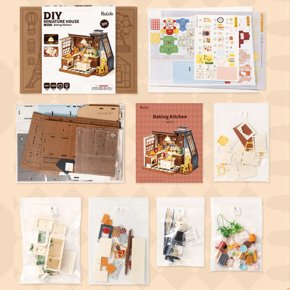 Rolife Baking Kitchen DIY Miniature House Kit (DG172) | 1:18 Scale