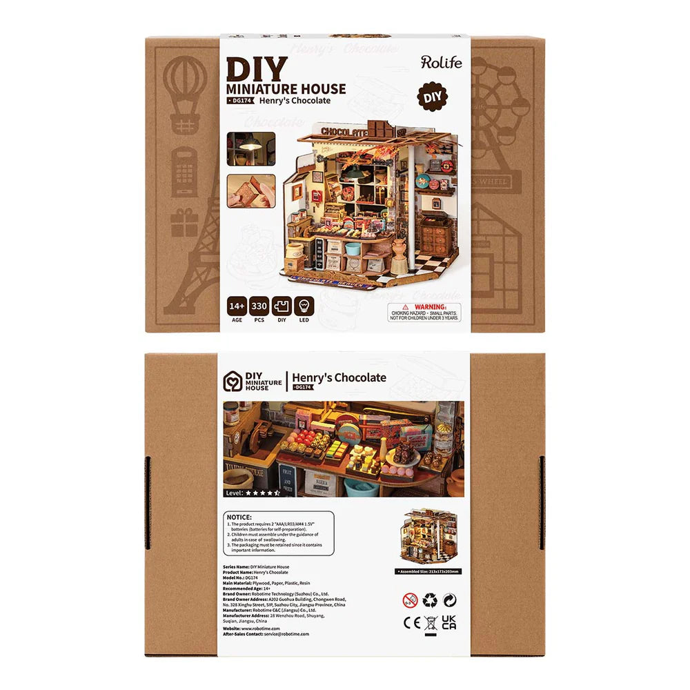 Rolife Henry’s Chocolate DIY Miniature House Kit (DG174) | 1:18 Scale