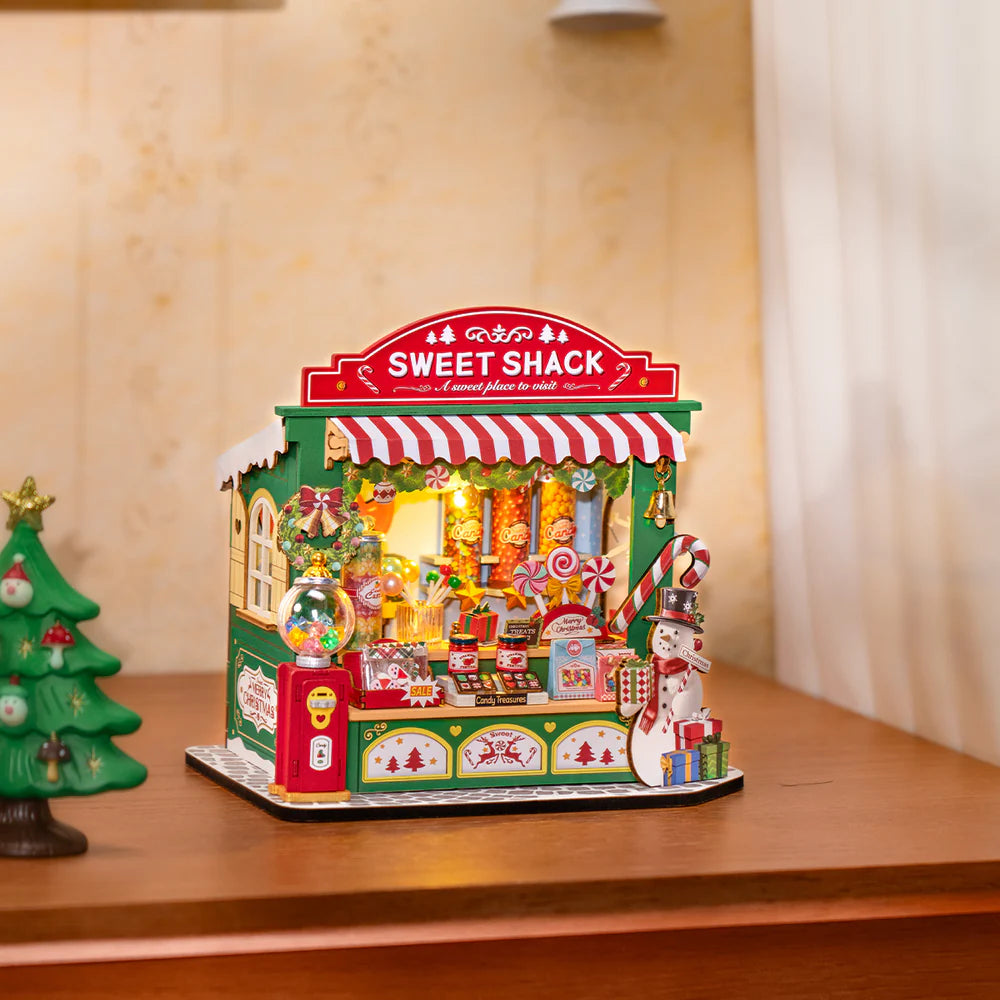 Rolife Christmas Candy Stand DIY Miniature House Kit (DS043) | LED Light