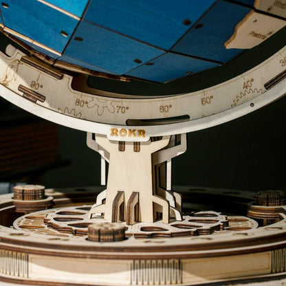 ROKR The Globe 3D Wooden Puzzle (ST002) | Rotating Globe with Secret Drawer
