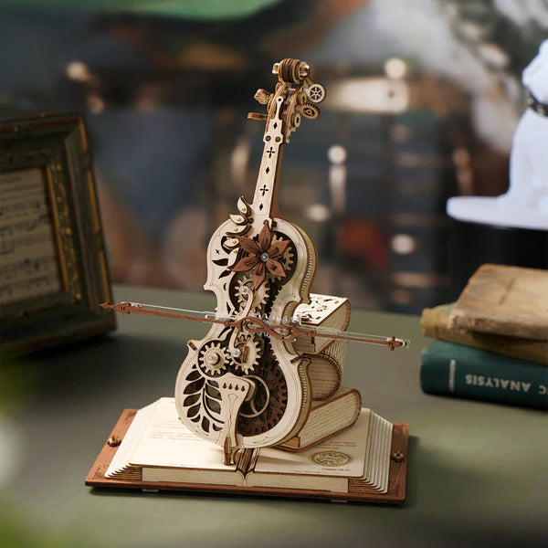 ROKR Magic Cello Mechanical Music Box 3D Wooden Puzzle (AMK63) | Wind-Up “Nocturne”