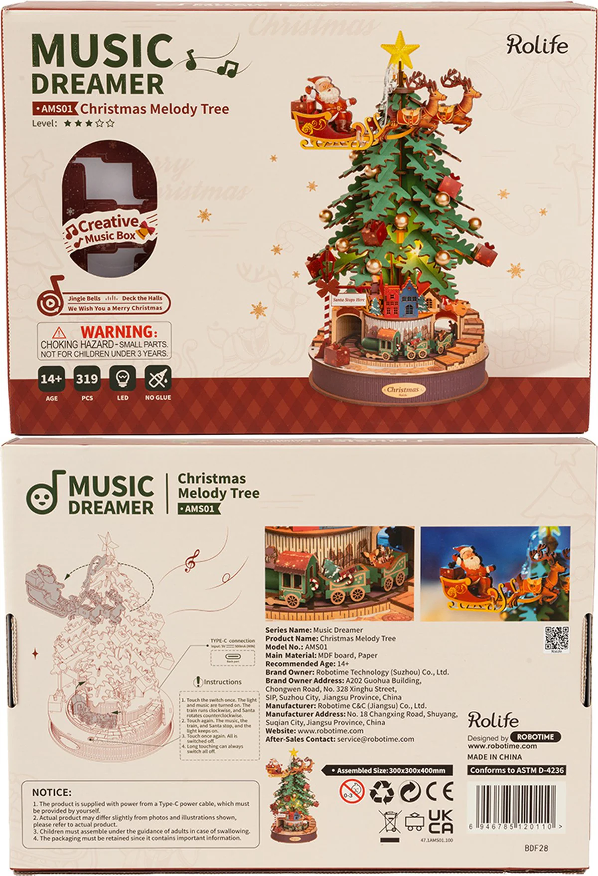 Rolife Christmas Melody Tree Music Dreamer (AMS01) | Music Box + Type-C Lights
