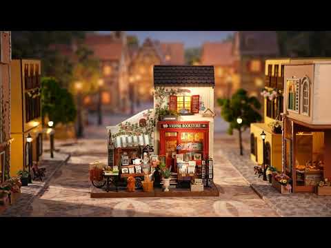 Rolife Vienna Bookstore DG183 DIY miniature house kit assembly and LED display video