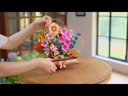 Rowood Wooden Blooming Book TW04H DIY flower bouquet 3D wooden puzzle assembly video