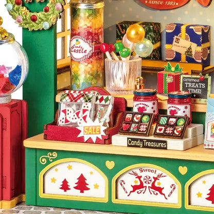 Rolife Christmas Candy Stand DIY Miniature House Kit (DS043) | LED Light