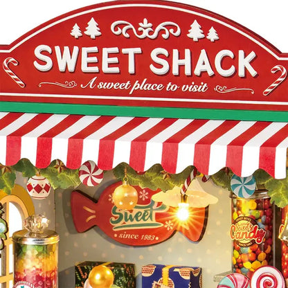 Rolife Christmas Candy Stand DIY Miniature House Kit (DS043) | LED Light