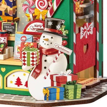 Rolife Christmas Candy Stand DIY Miniature House Kit (DS043) | LED Light