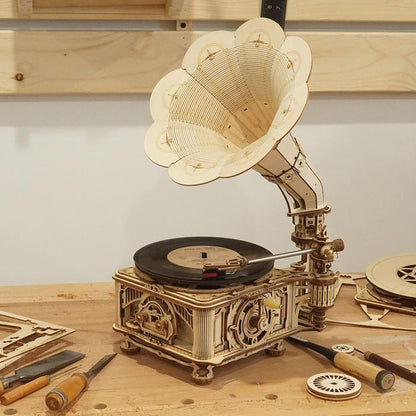 ROKR Classical gramophone 3D Wooden Puzzle (LKB01) | Marble Run Lift Model