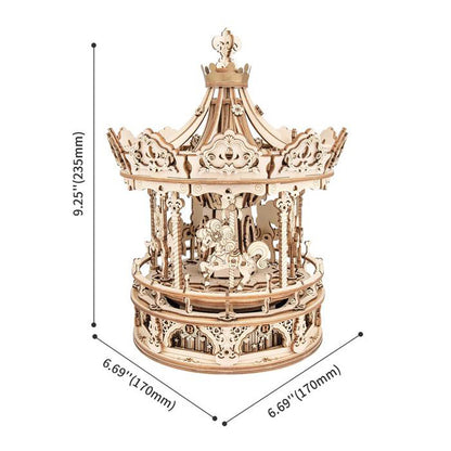ROKR Romantic Carousel Mechanical Music Box (AMK62) | Wind-Up 3D Wooden Puzzle