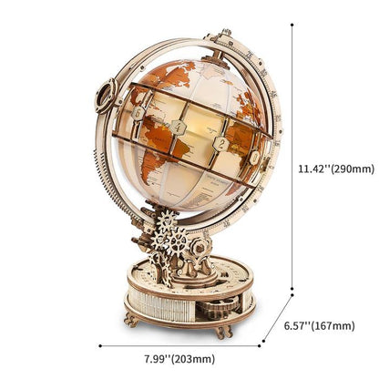 ROKR Luminous Globe 3D Wooden Puzzle (ST003) | Light-Up Globe with Magnifier