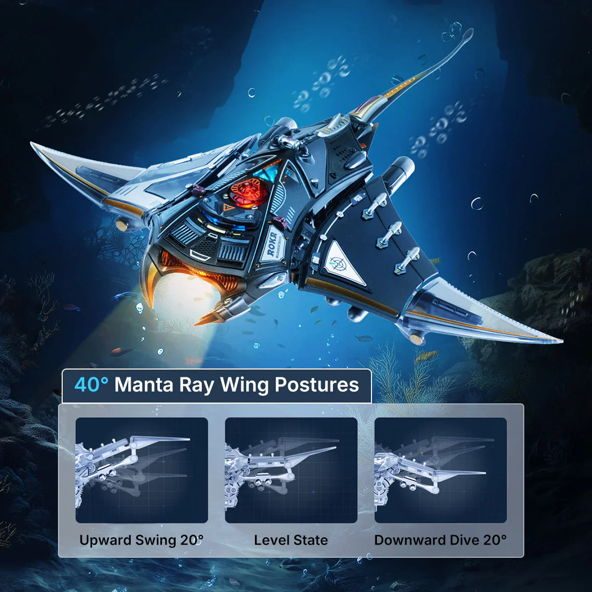 ROKR Manta Ray Animal 3D Puzzle (MI06) | LED Lights & Dynamic Fin Motion