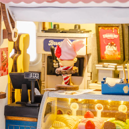 Close-up of Rolife Beverly's Ice Cream Truck TGS06 ice cream counter and soft serve details