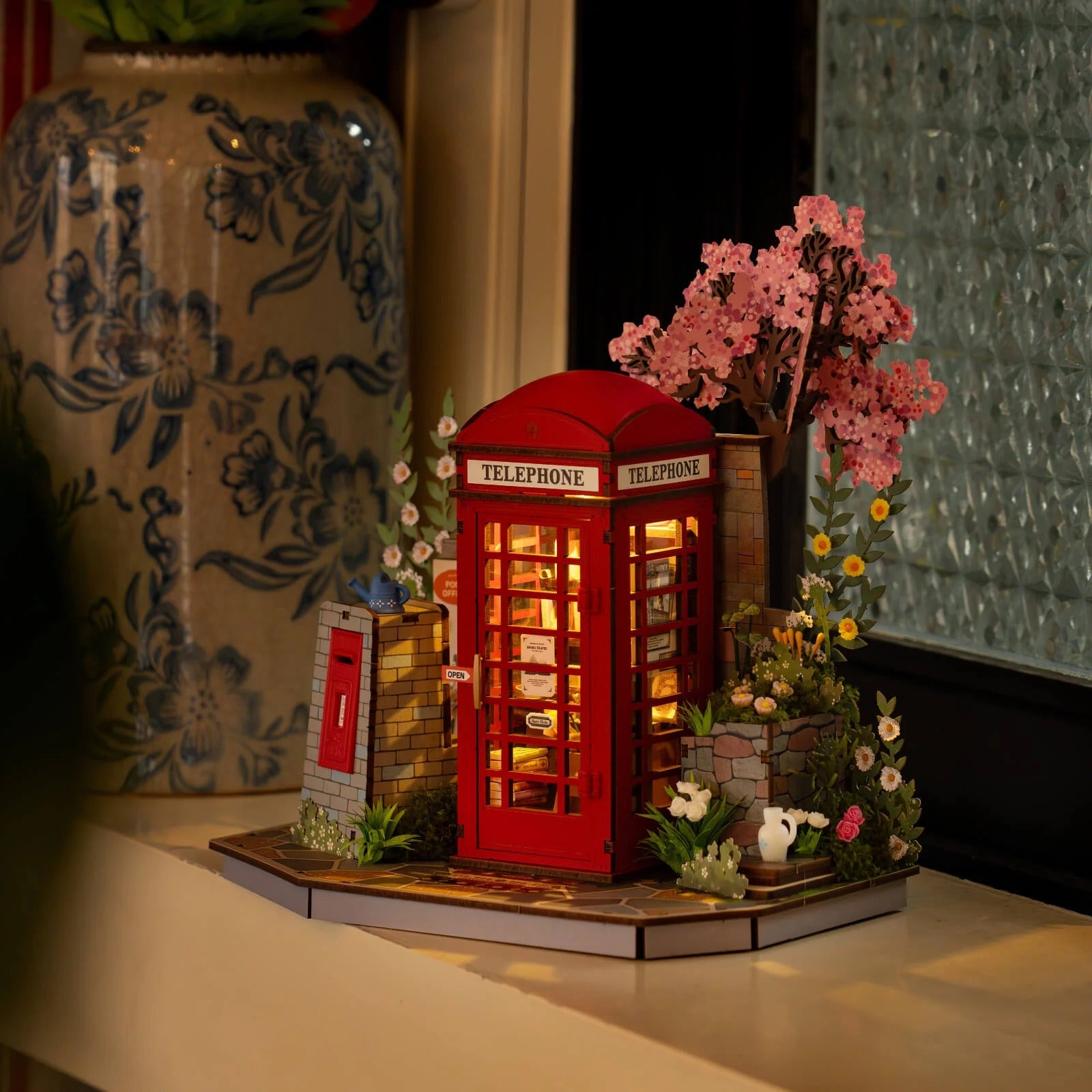Rolife Blossom Book Booth TGS05 miniature house kit with warm LED light display