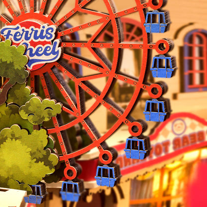 Rolife Tipsy Restaurant TGB17 DIY Miniature House Kit close-up of Ferris wheel detail