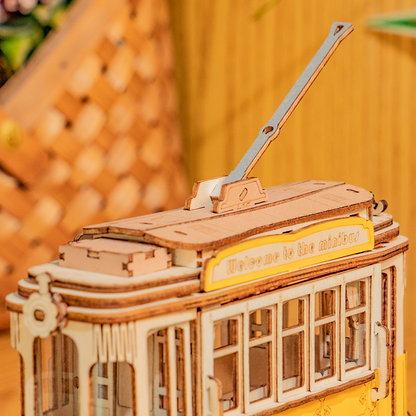 Rolife Retro Tramcar 3D Wooden Puzzle (TG505) | Easy DIY Vintage Vehicle Display Model