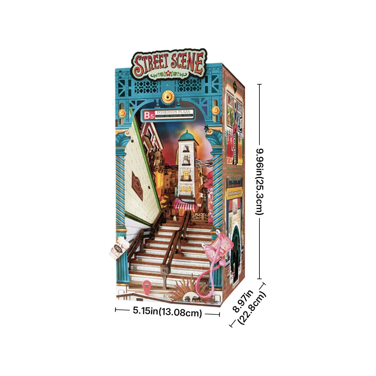 Rolife Street Scene DIY Book Nook Shelf Insert - TGB13 | 3D Miniature Alleyway with LED Lights for Bookshelves