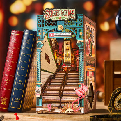 Rolife Street Scene DIY Book Nook Shelf Insert (TGB13) | Tap Light