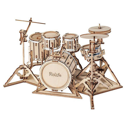 Rolife Drum Kit 3D Wooden Puzzle (TG409) | Mini Music Display Model