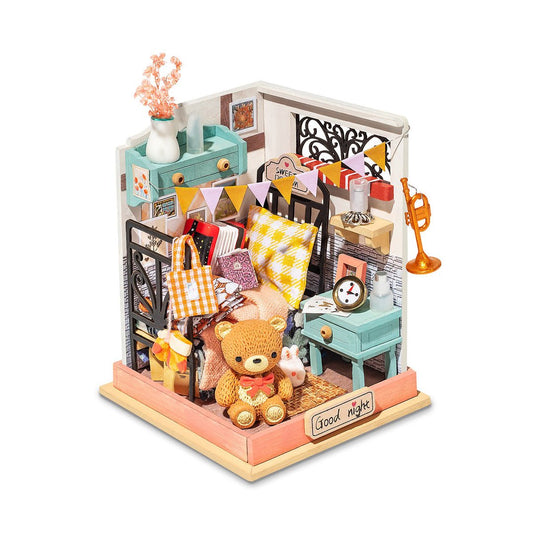 Robotime 3D DIY Wooden Puzzle Sweet Dream Bedroom Miniature Dollhouse Kit DS016