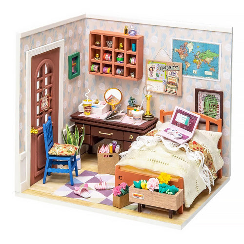 Robotime 1:24 DIY Miniature Mini Dollhouse Kit Home Decor Anne's Bedroom DGM08