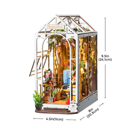 Rolife Holiday Garden House DIY Book Nook Kit (TGB06) | Touch Light Shelf Insert