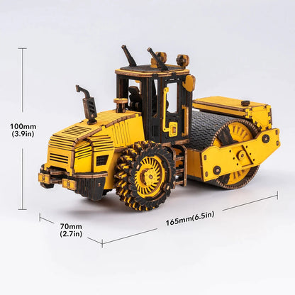 ROKR Road Roller 3D Wooden Puzzle (TG701K) | DIY Engineering Vehicle Model